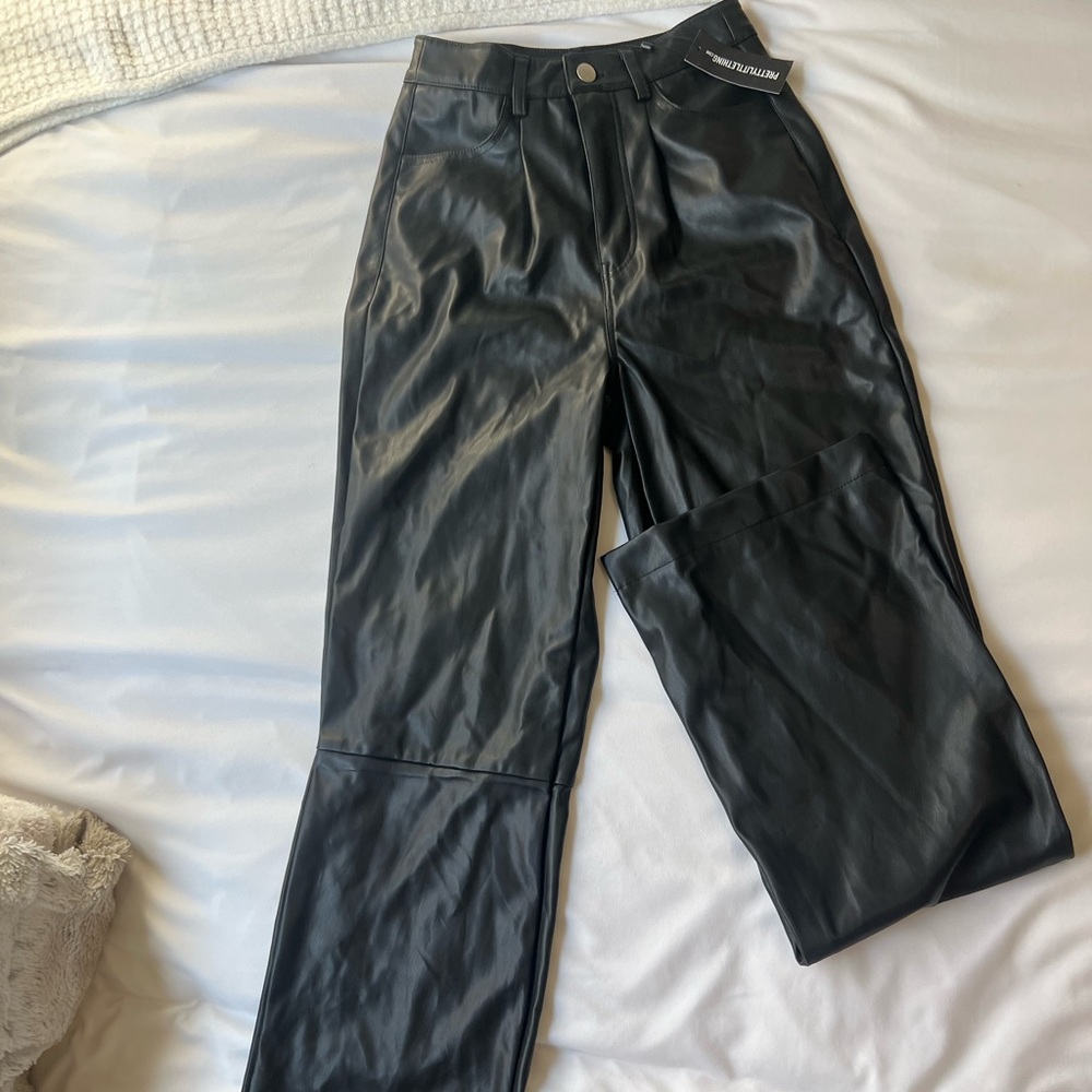 Faux leather trousers